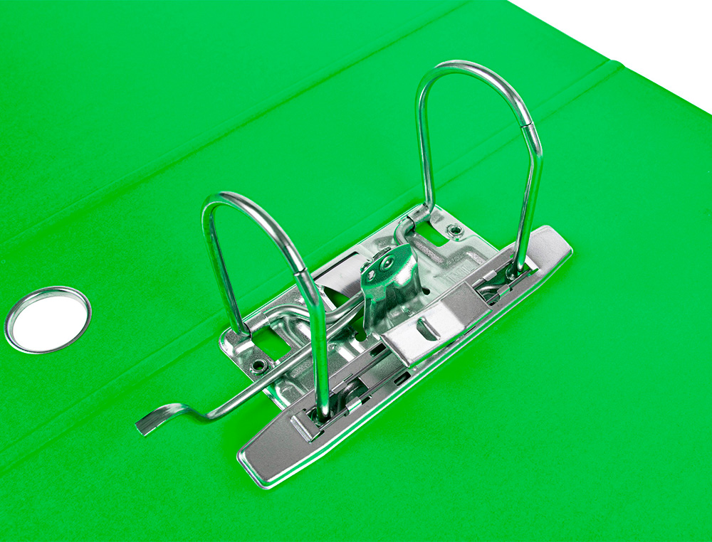 ARCHIVADOR DE PALANCA LIDERPAPEL A4 FILING SYSTEM FORRADO SIN RADO LOMO 80MM VERDE CON CAJA Y COMPRESOR METALICO