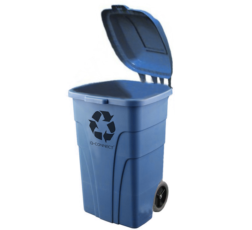 PAPELERA CONTENEDOR Q-CONNECT PLASTICO CON TAPADERA 240L COLOR AZUL 1040X620X610 MM CON RUEDAS