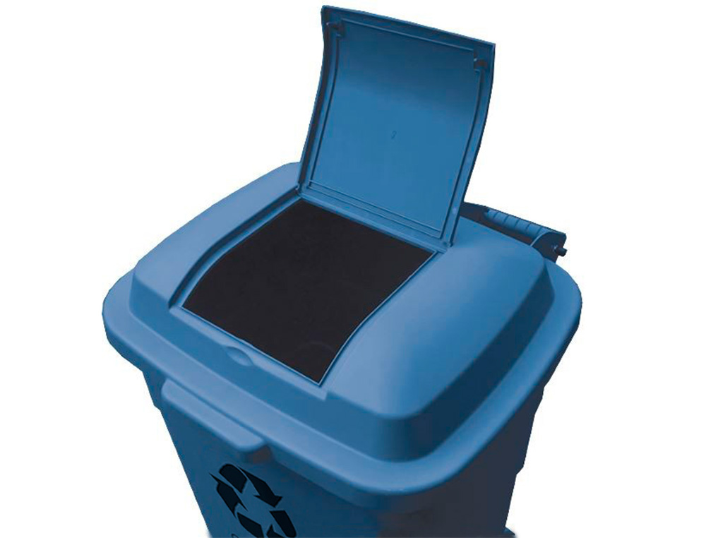PAPELERA CONTENEDOR Q-CONNECT PLASTICO CON TAPADERA 240L COLOR AZUL 1040X620X610 MM CON RUEDAS