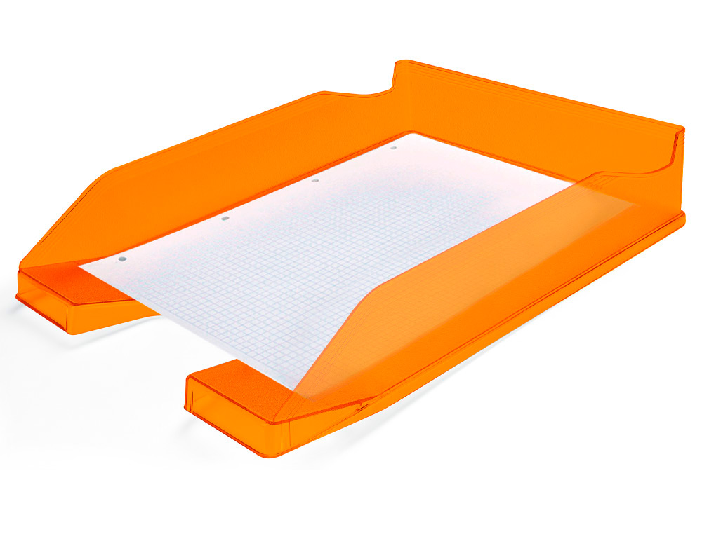 BANDEJA SOBREMESA PLASTICO Q-CONNECT NARANJA TRANSPARENTE 240X70X340 MM