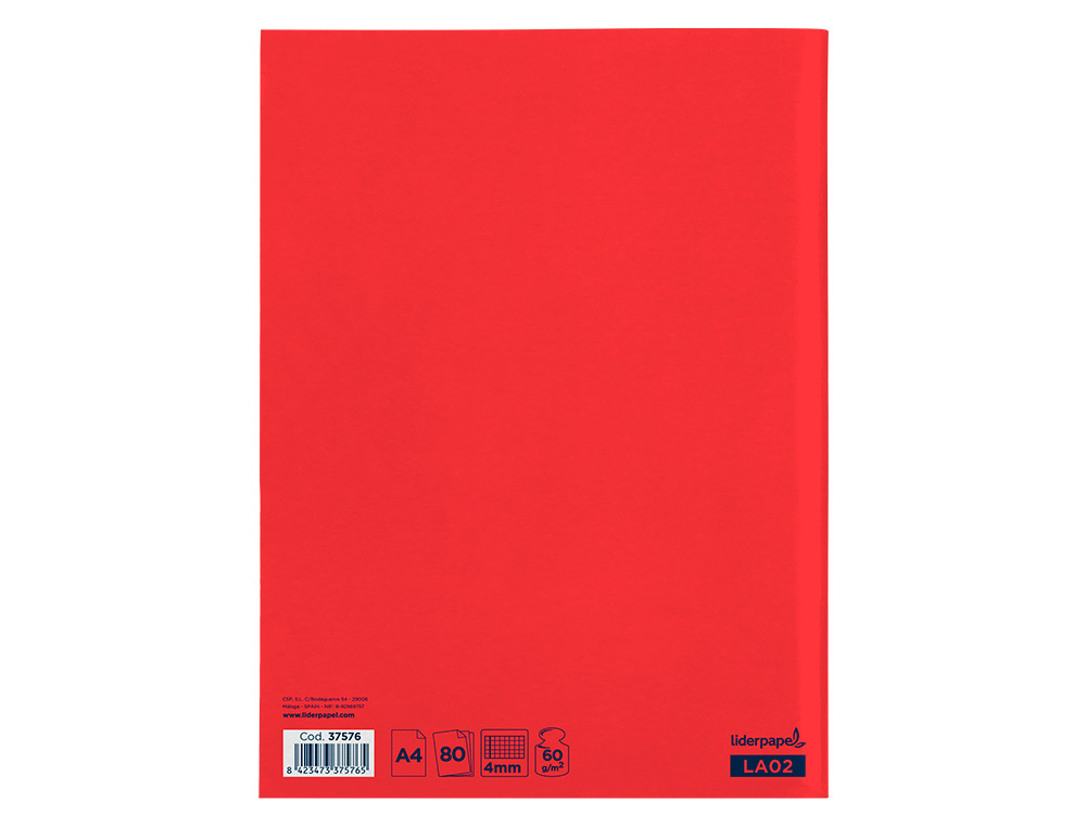 LIBRETA LIDERPAPEL SMART A4 80 HOJAS 60G/M2 CUADRO 4MM CON MARGEN