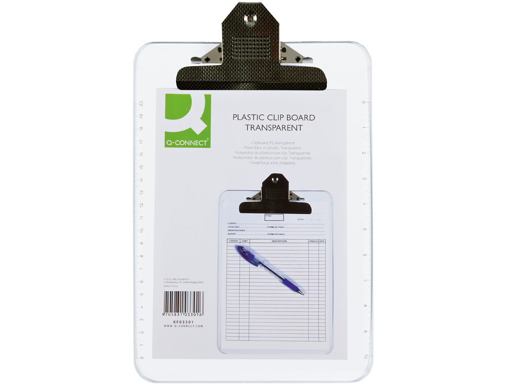 PORTANOTAS Q-CONNECT PLASTICO TRANSPARENTE DIN A4 4 MM
