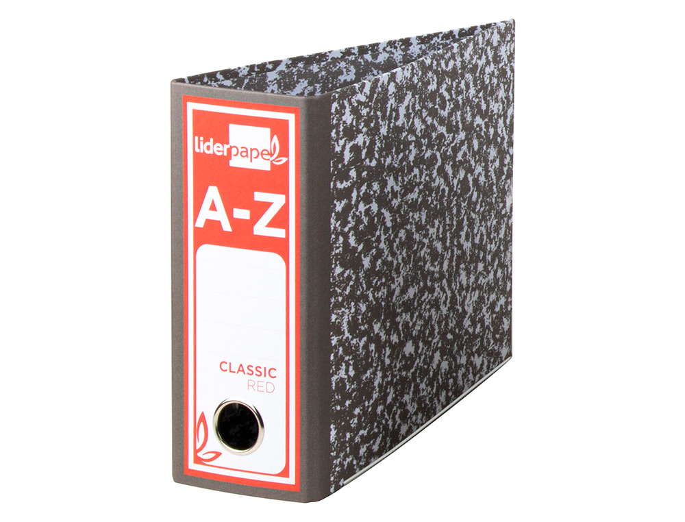 ARCHIVADOR DE PALANCA LIDERPAPEL CUARTO APAISADO CLASSIC RED SIN RADO LOMO 80MM GRIS COMPRESOR METALICO