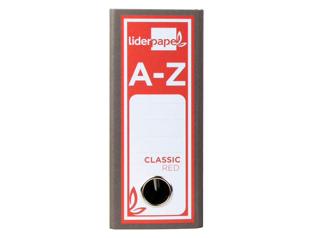 ARCHIVADOR DE PALANCA LIDERPAPEL CUARTO APAISADO CLASSIC RED SIN RADO LOMO 80MM GRIS COMPRESOR METALICO