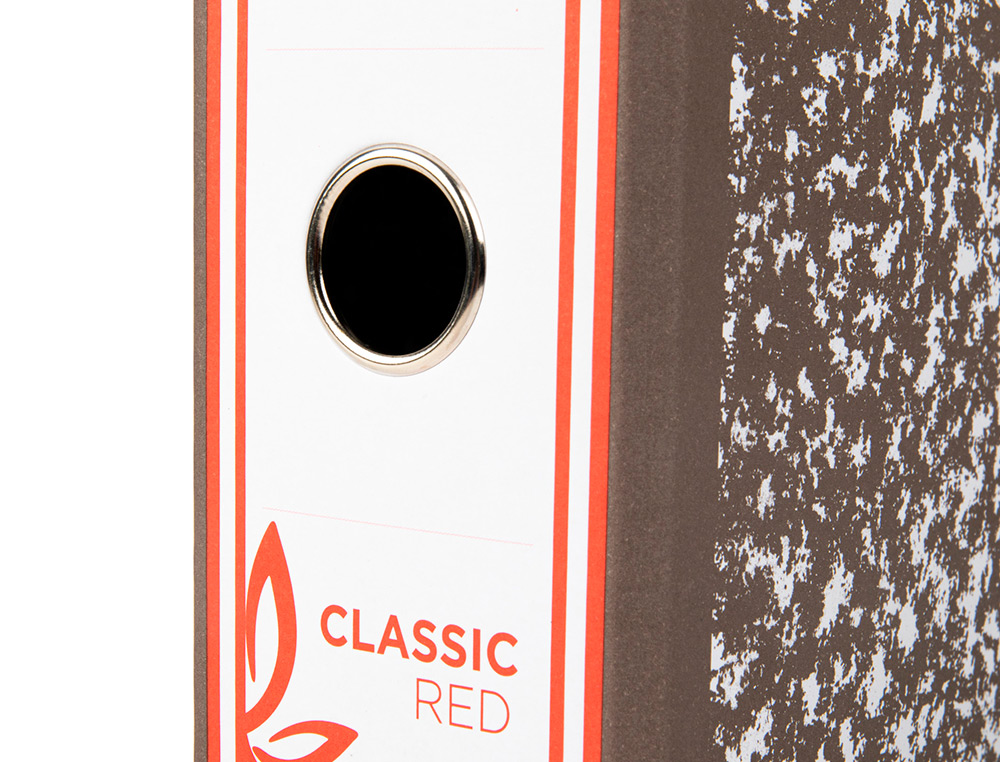 ARCHIVADOR DE PALANCA LIDERPAPEL CUARTO APAISADO CLASSIC RED SIN RADO LOMO 80MM GRIS COMPRESOR METALICO