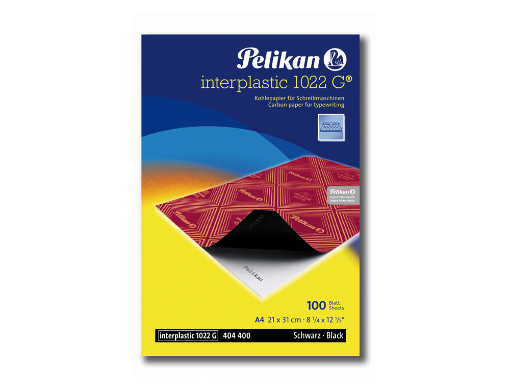 PAPEL CARBON PELIKAN NEGRO INTERPLASTIC DIN A4 CAJA DE 100 HOJAS