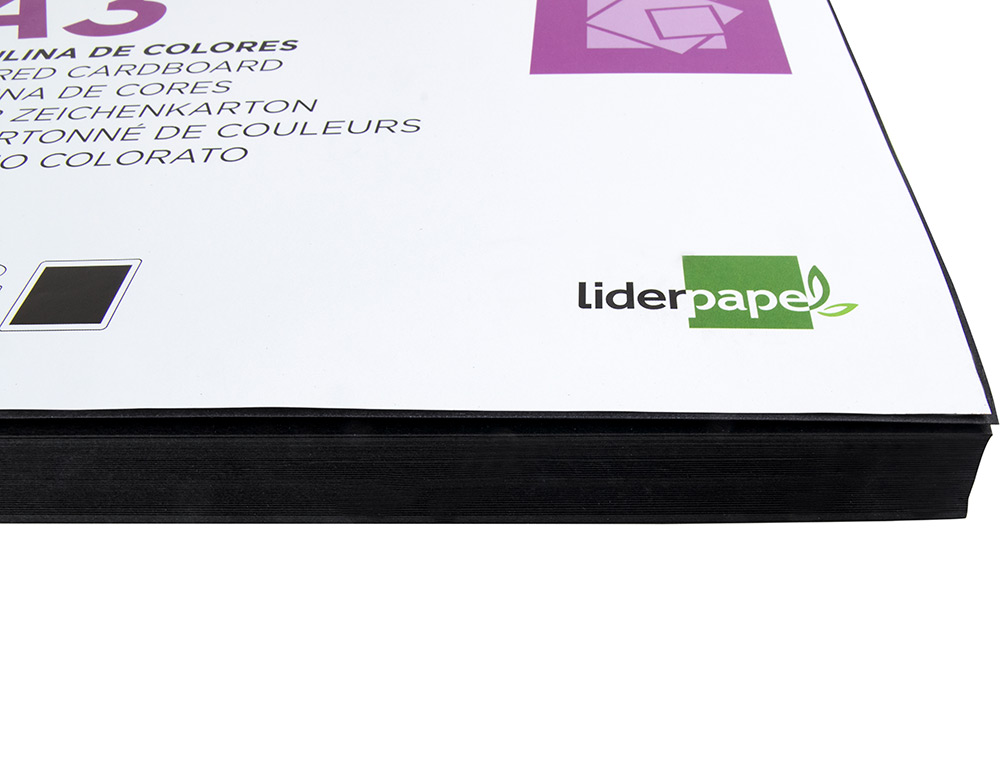 CARTULINA LIDERPAPEL A3 180G/M2 NEGRO PAQUETE DE 100 HOJAS