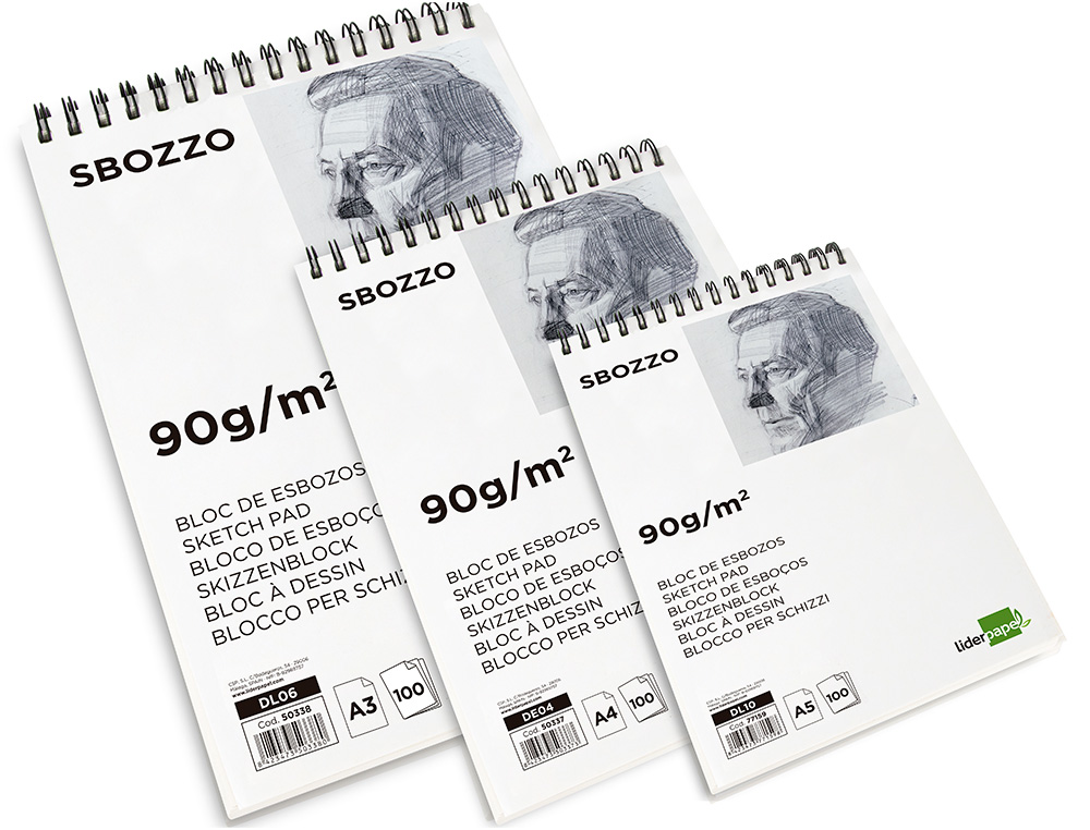 BLOC DIBUJO LIDERPAPEL ESBOZOS ESPIRAL A3 297X420MM 100 HOJAS 90GR/M2 SIN RECUADRO