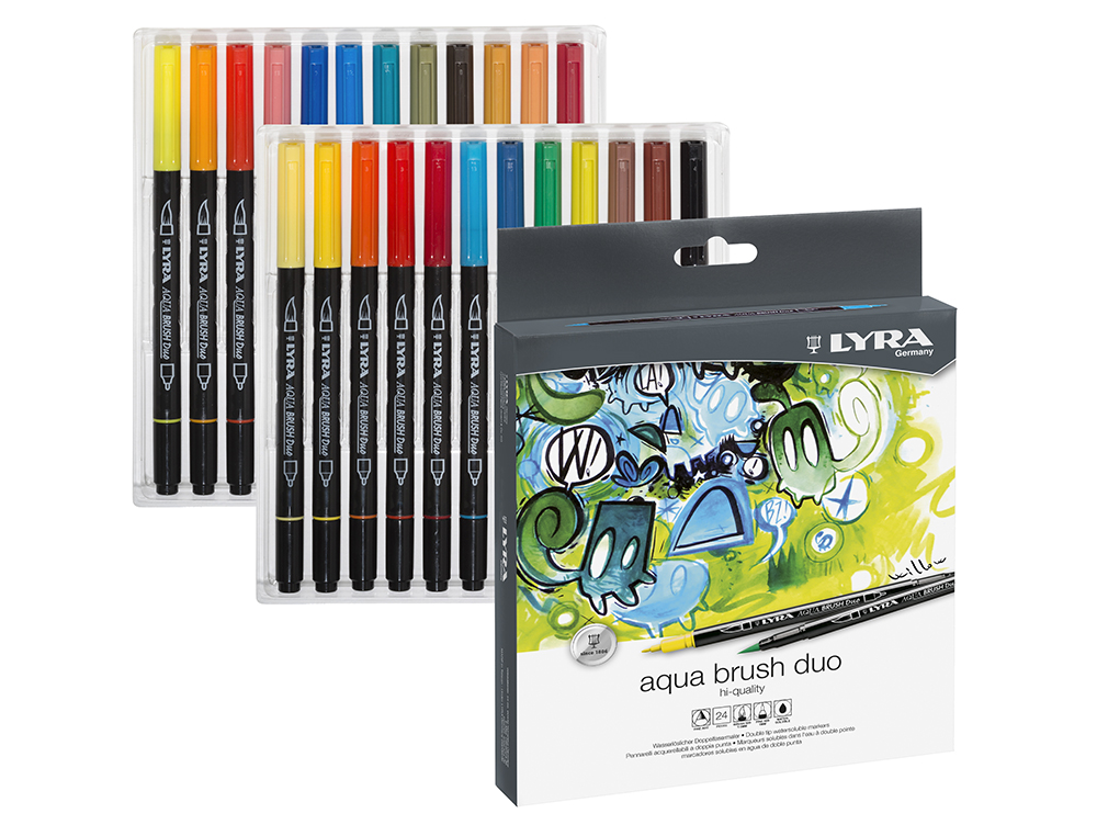 ROTULADOR LYRA AQUA BRUSH DUO CAJA DE 24 COLORES