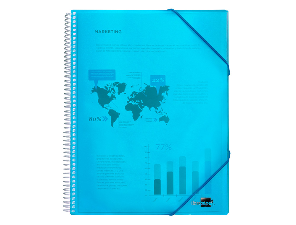 CARPETA LIDERPAPEL ESCAPARATE CON ESPIRAL 40 FUNDAS POLIPROPILENO DIN A4 AZUL