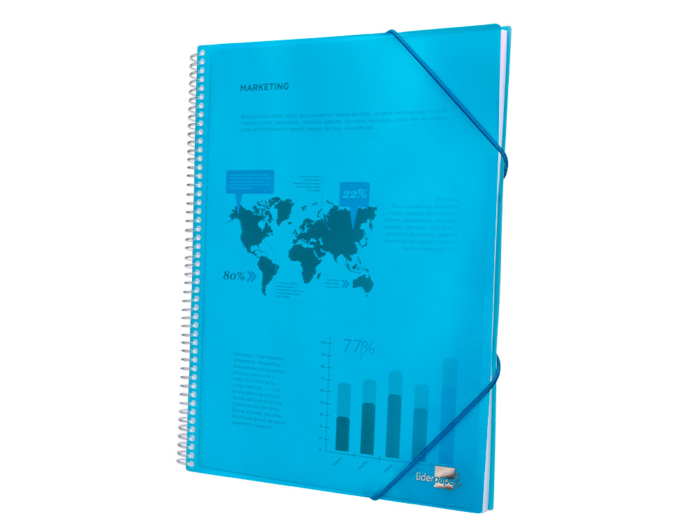 CARPETA LIDERPAPEL ESCAPARATE CON ESPIRAL 40 FUNDAS POLIPROPILENO DIN A4 AZUL