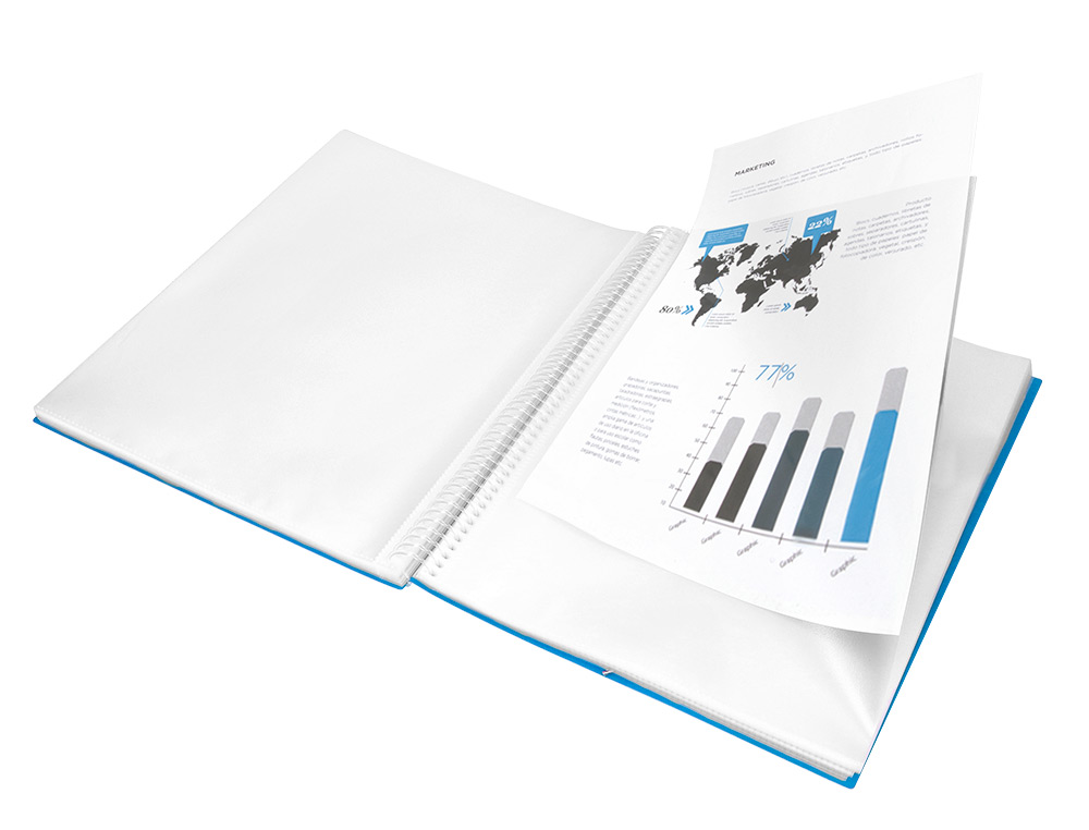 CARPETA LIDERPAPEL ESCAPARATE CON ESPIRAL 40 FUNDAS POLIPROPILENO DIN A4 AZUL