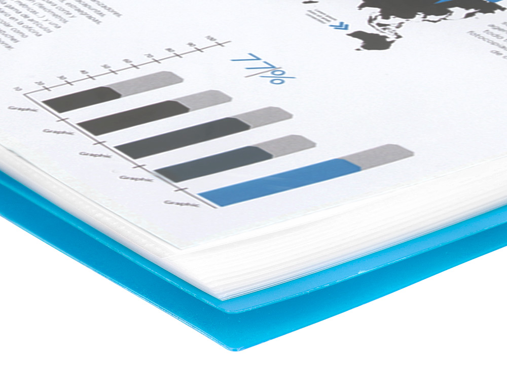 CARPETA LIDERPAPEL ESCAPARATE CON ESPIRAL 40 FUNDAS POLIPROPILENO DIN A4 AZUL