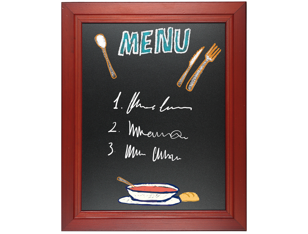 PIZARRA NEGRA LIDERPAPEL MURAL DE MADERA CON SUPERFICIE PARA ROTULADORES TIPO TIZA 60X80CM