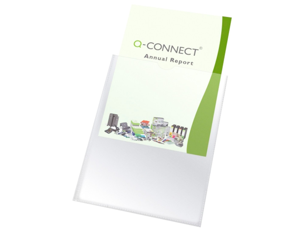 FUNDA PORTADOCUMENTO Q-CONNECT DIN A7 150 MICRAS PVC TRANSPARENTE CON UÑERO 84X115 MM