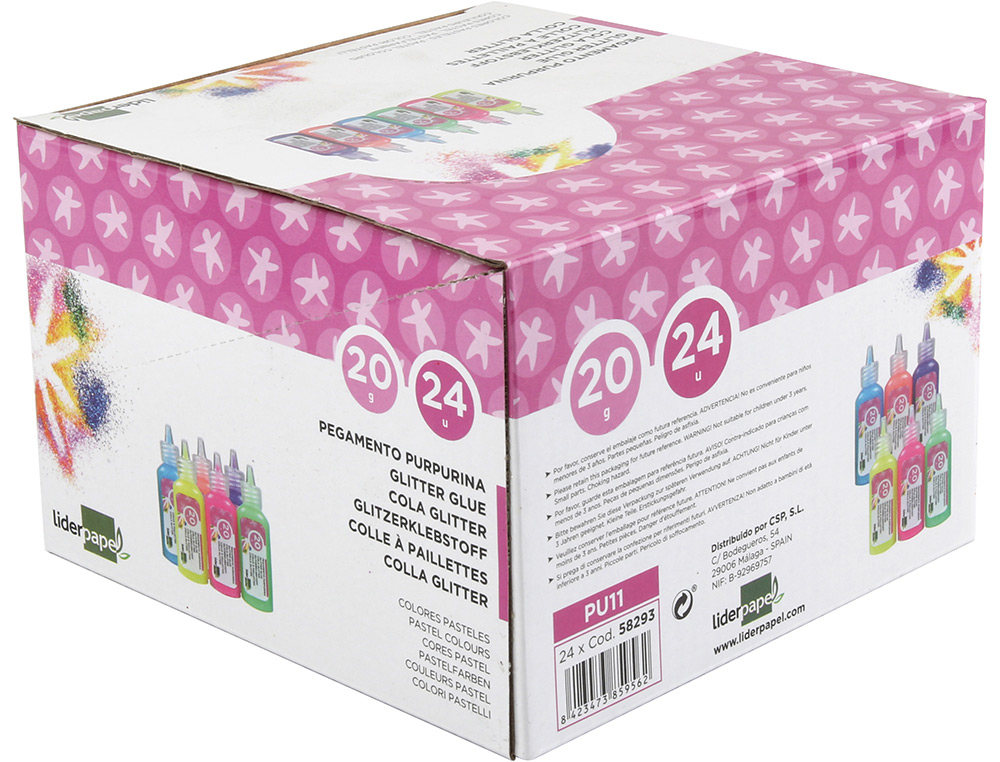 PURPURINA PEGAMENTO LIDERPAPEL FANTASIA COLORES METALICOS PASTELES BOTE DE 20 GR