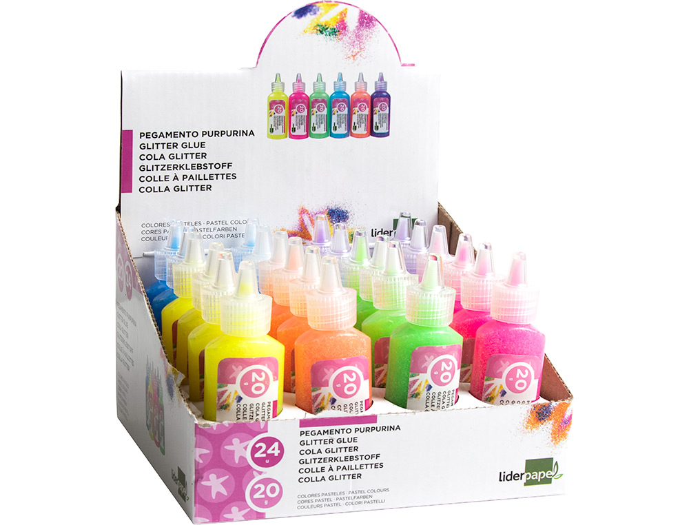 PURPURINA PEGAMENTO LIDERPAPEL FANTASIA COLORES METALICOS PASTELES BOTE DE 20 GR