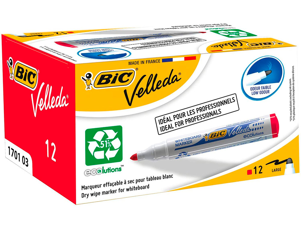 ROTULADOR BIC VELLEDA PARA PIZARRA ROJO PUNTA REDONDA 1,3 MM
