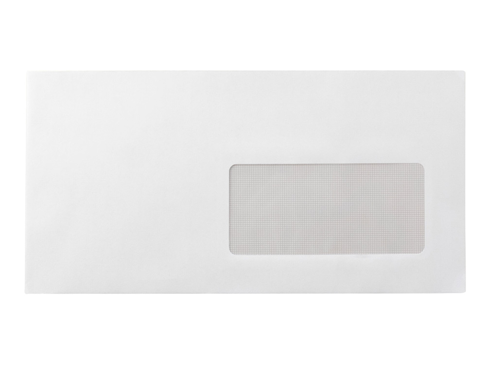 SOBRE LIDERPAPEL N 3 BLANCO DIN AMERICANO VENTANA DERECHA 110X220 MM TIRA DE SILICONA PAQUETE DE 25 UNIDADES