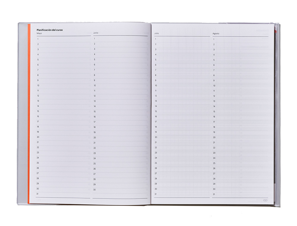 CUADERNO DE NOTAS ADDITIO HORARIO PLANIFICACION MENSUAL PLAN DE CURSO