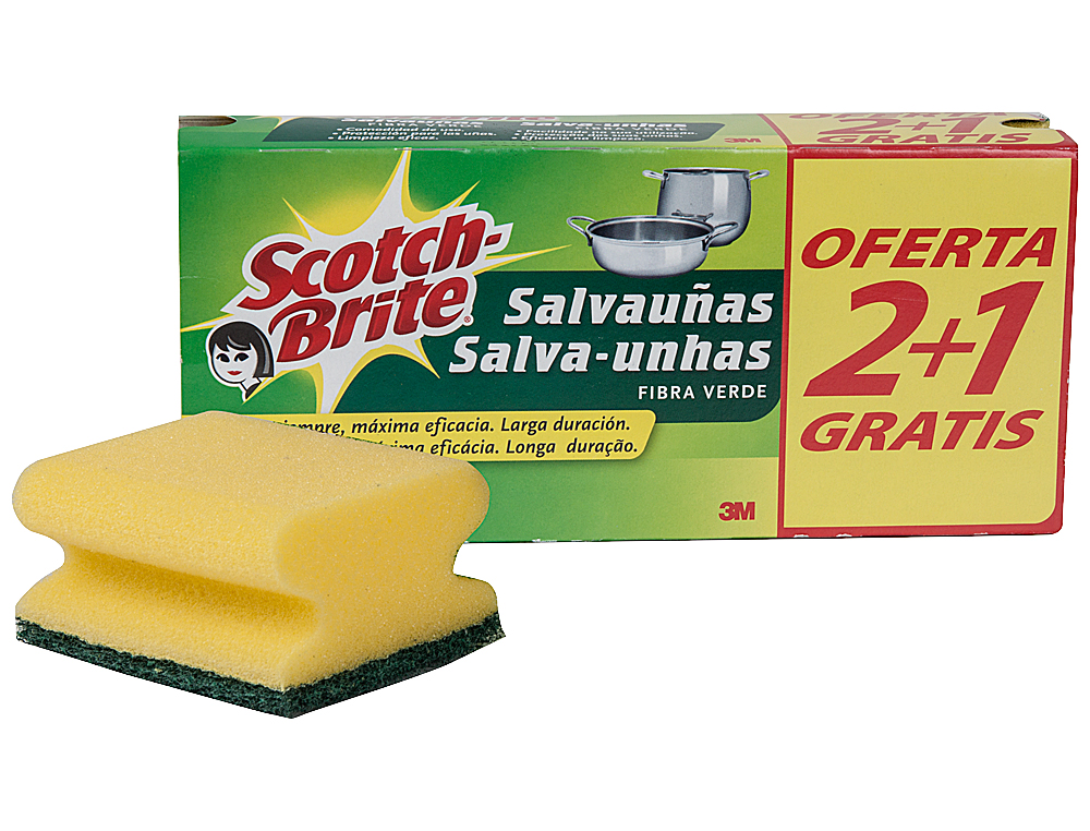 ESTROPAJO SALVAUAS SCOTCH BRITE FIBRA VERDE PAQUETE 3X2