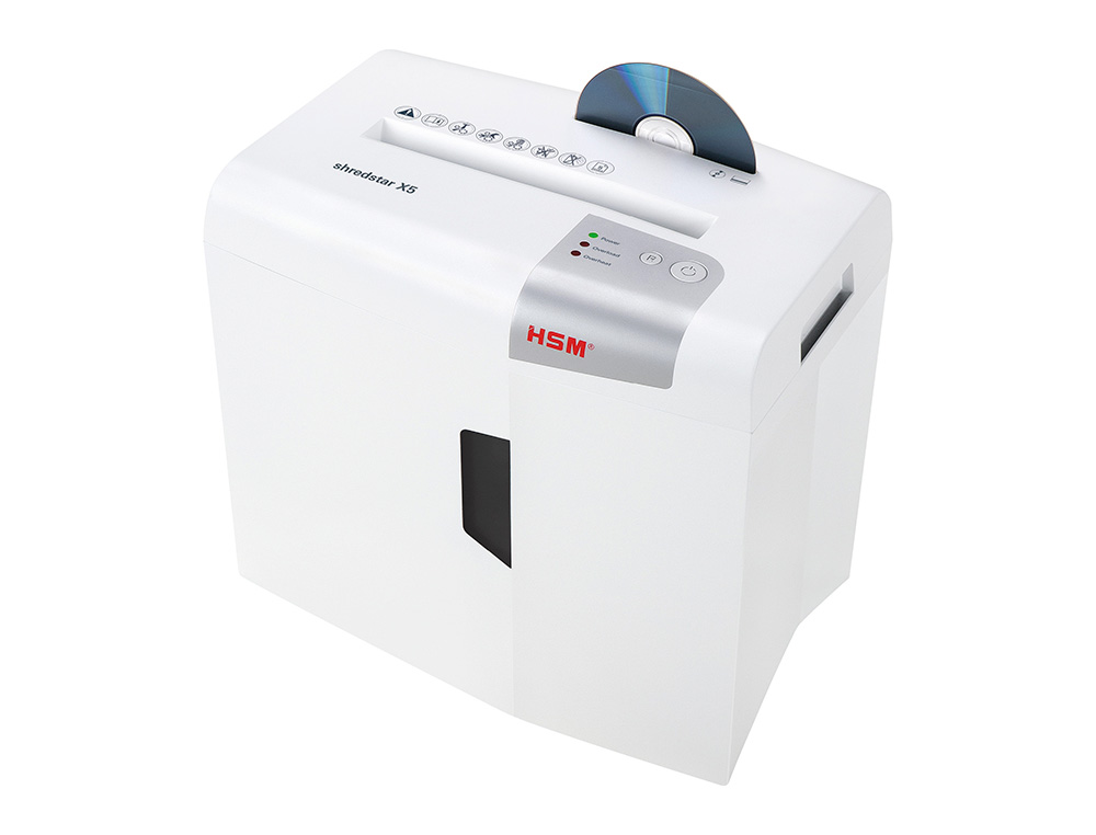 DESTRUCTORA DE DOCUMENTOS HSM SHREDSTAR X5 CAPACIDAD DE CORTE 5 H EN PARTICULAS DESTRUYE GRAPAS CLIPS CD Y TARJETAS