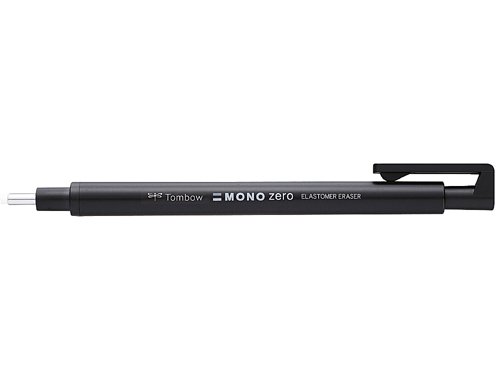 PORTAGOMAS TOMBOW MONO ZERO CON CLIP GOMA REDONDA 2,3 MM DIAMETRO COLOR NEGRO
