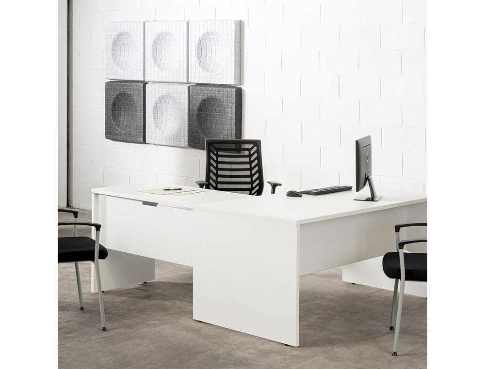 MESA OFICINA ROCADA SERIE WORK 200X80 CM ACABADO AW04 BLANCO/BLANCO