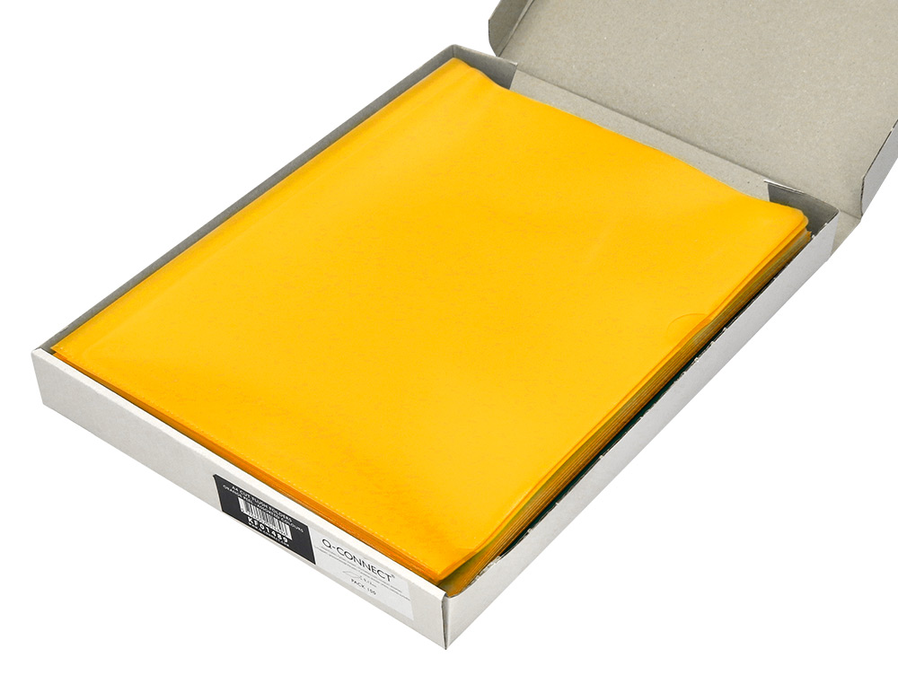 CARPETA DOSSIER UÑERO PLASTICO Q-CONNECT DIN A4 120 MICRAS AMARILLA CAJA DE 100 UNIDADES