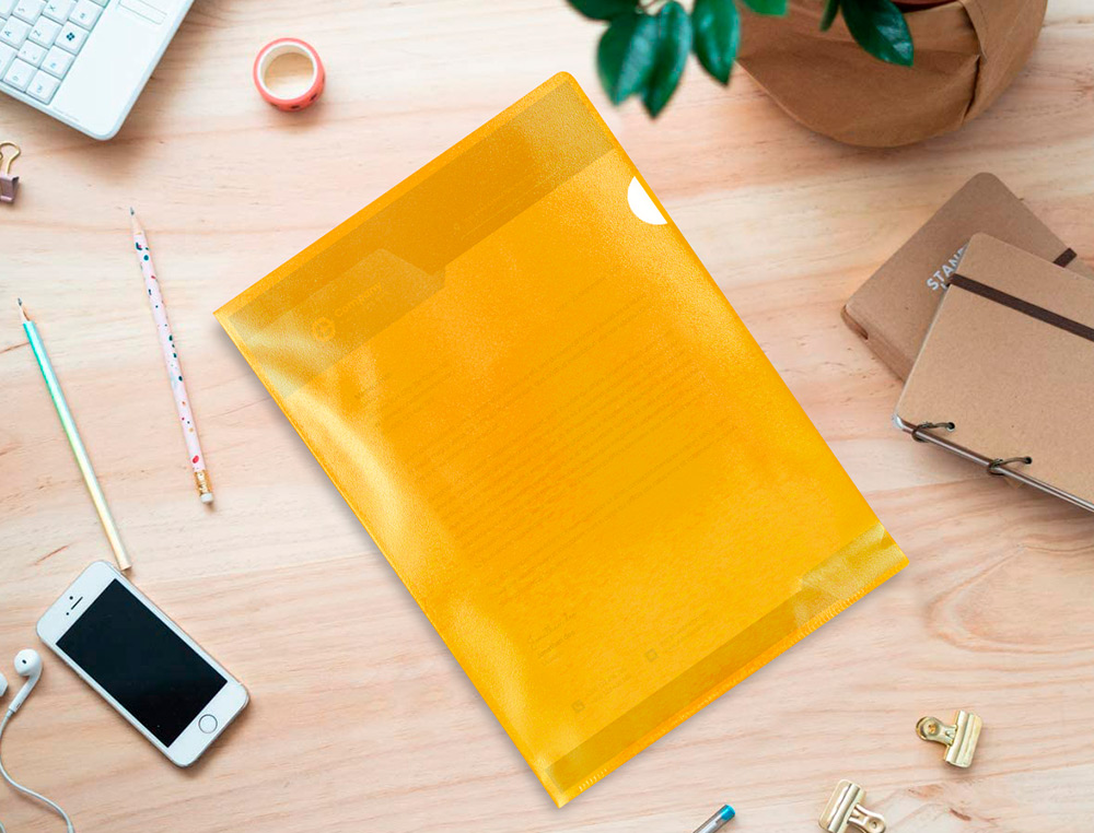 CARPETA DOSSIER UÑERO PLASTICO Q-CONNECT DIN A4 120 MICRAS AMARILLA CAJA DE 100 UNIDADES
