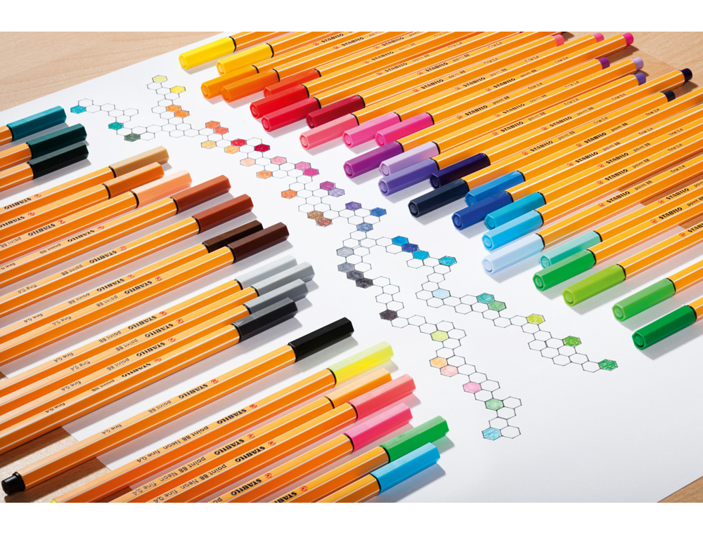 ROTULADOR STABILO PUNTA DE FIBRA 0,4 MM POINT 88 ESTUCHE METAL 50 COLORES SURTIDOS