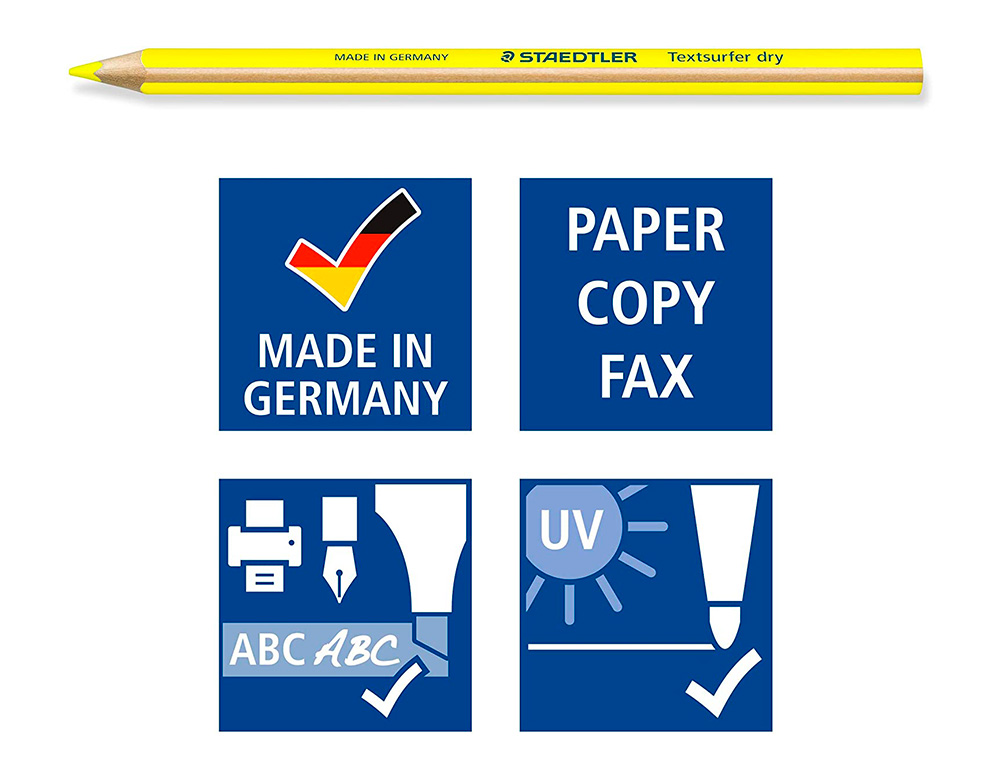 LAPICES FLUORESCENTE STAEDTLER TRIANGULAR TOP STAR AMARILLO CAJA DE 12 UNIDADES