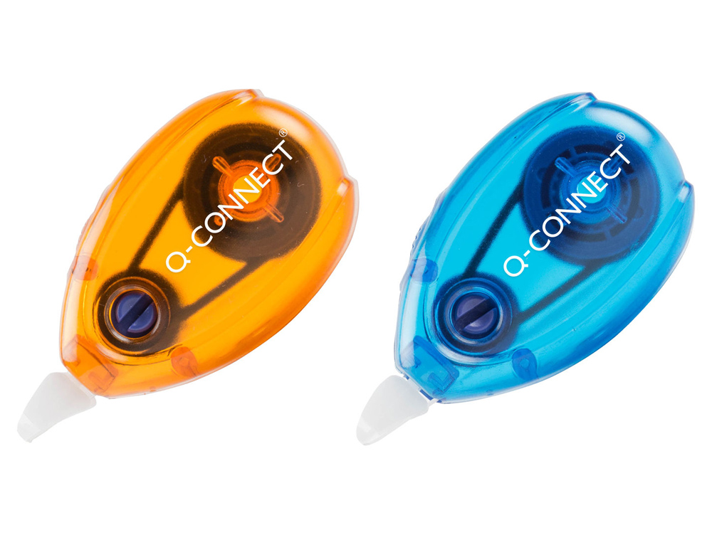 CORRECTOR Q-CONNECT CINTA BLANCO 5 MM X 6 MT BLISTER 2 UNIDADES AZUL Y NARANJA
