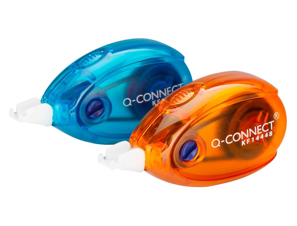 CORRECTOR Q-CONNECT CINTA BLANCO 5 MM X 6 MT BLISTER 2 UNIDADES AZUL Y NARANJA
