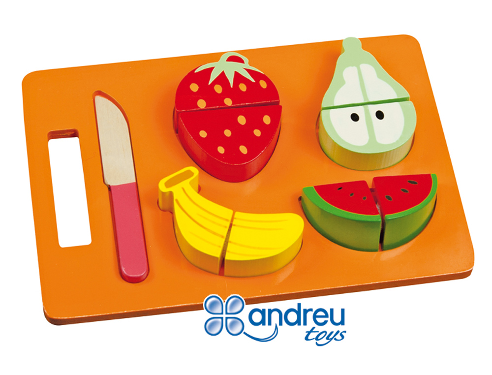 JUEGO ANDREUTOYS BANDEJA FRUTAS PARA CORTAR 21,4X15X3 CM