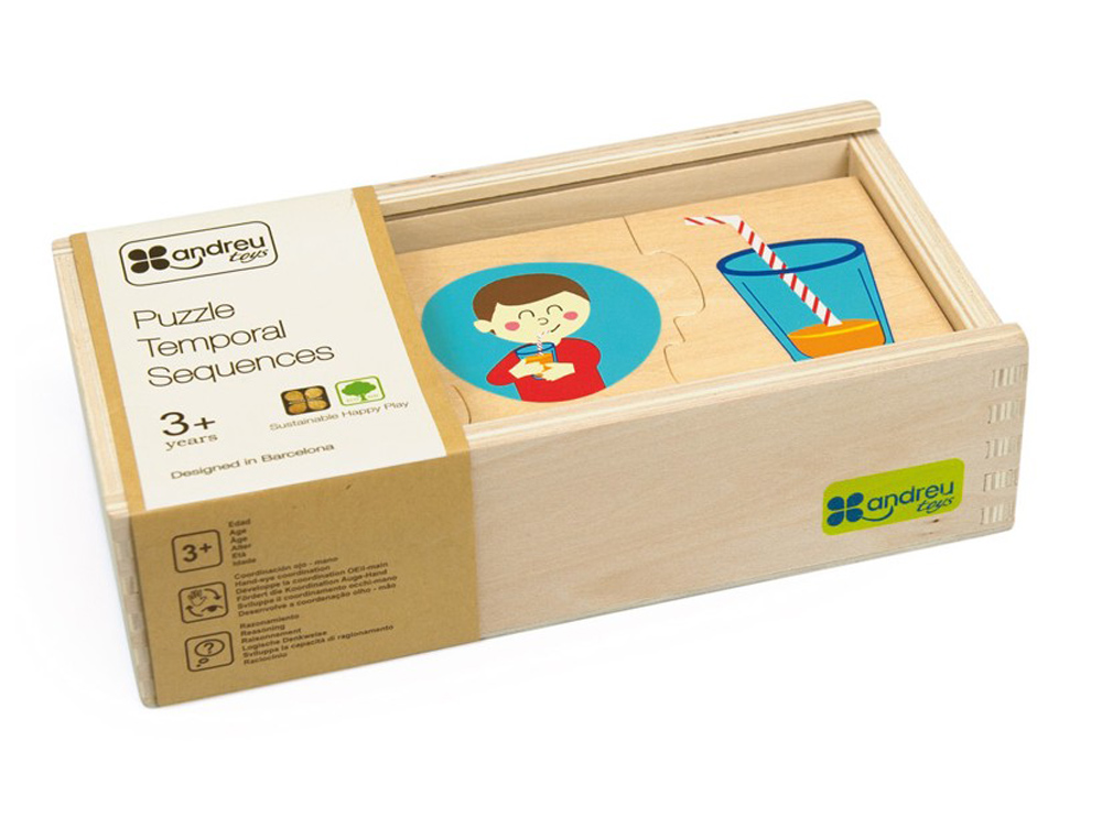 PUZLE ANDREUTOYS MADERA SECUENCIAS TEMPORALES 10 PUZLES 24X12X6,5 CM