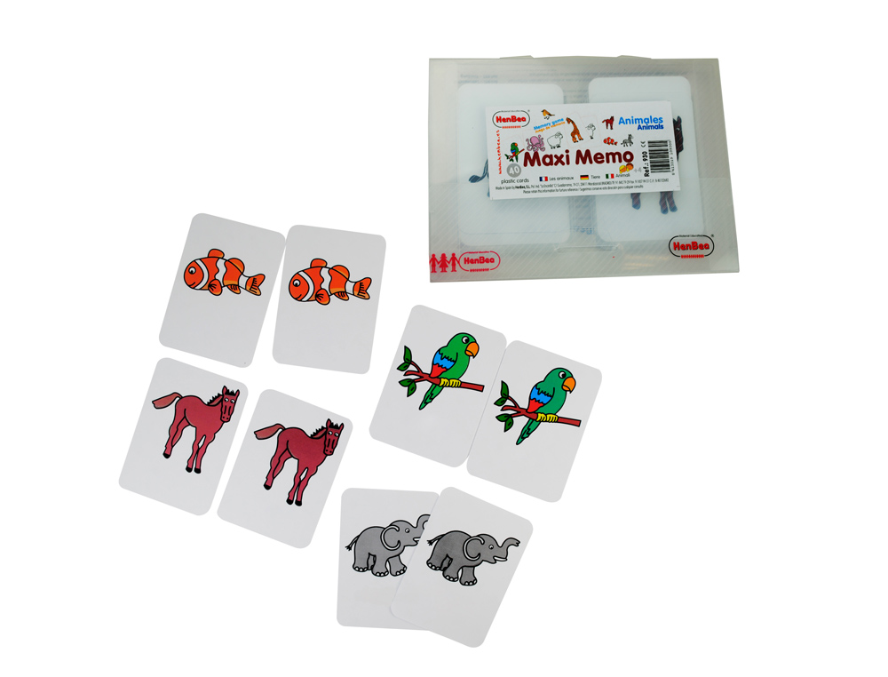 JUEGO TARJETAS HENBEA ANIMALES PLASTICO FLEXIBLE 12X8.5 CM SET 24 UNIDADES
