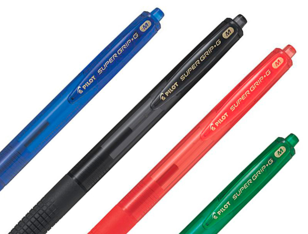 BOLIGRAFO PILOT SUPER GRIP G NEGRO RETRACTIL SUJECION DE CAUCHO TINTA BASE DE ACEITE