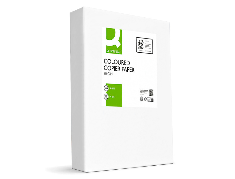 PAPEL COLOR Q-CONNECT DIN A4 80GR VERDE INTENSO PAQUETE DE 500 HOJAS