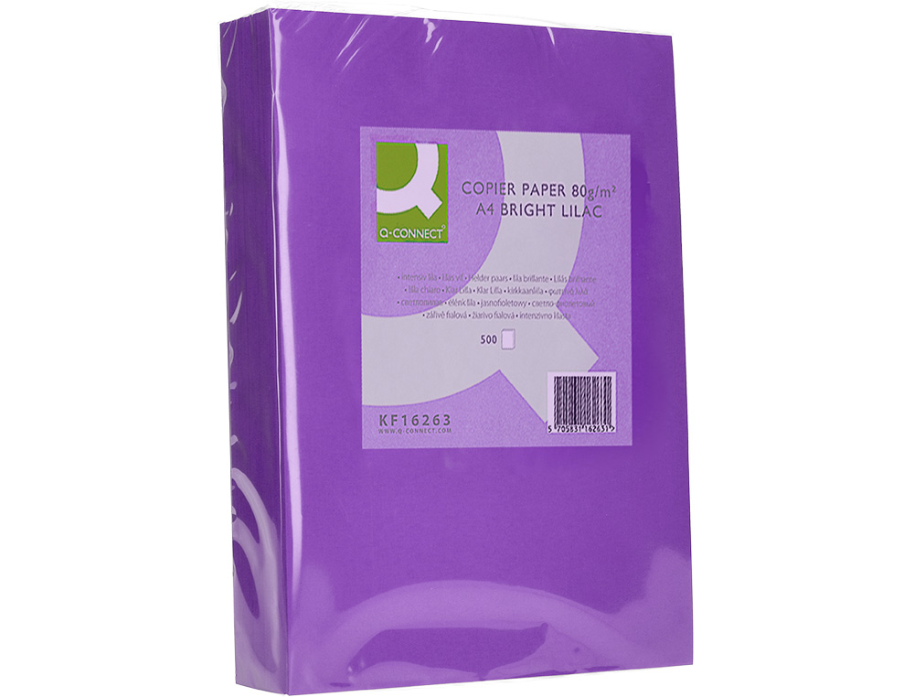 PAPEL COLOR Q-CONNECT DIN A4 80GR LILA INTENSO PAQUETE DE 500 HOJAS