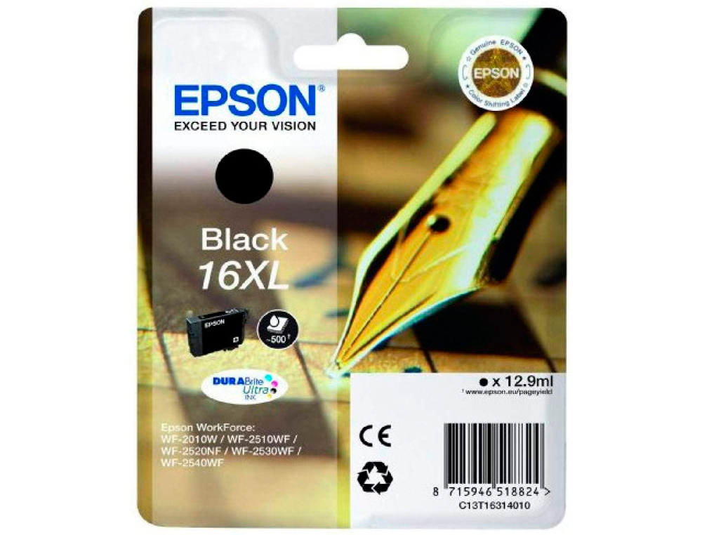INK-JET EPSON 16XL WF2010W WF2510WF WF2520NF WF2530WF WF2540WF NEGRO 500 PAG