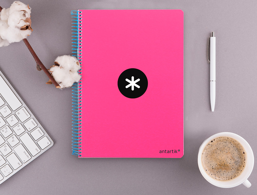 CUADERNO ESPIRAL ANTARTIK A4 MICRO TAPA DURA 80H 100 GR CUADRO 5MM SIN BANDAS 4 TALADROS COLOR ROSA FLUOR
