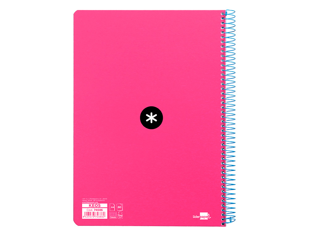 CUADERNO ESPIRAL ANTARTIK A4 MICRO TAPA DURA 80H 100 GR CUADRO 5MM SIN BANDAS 4 TALADROS COLOR ROSA FLUOR
