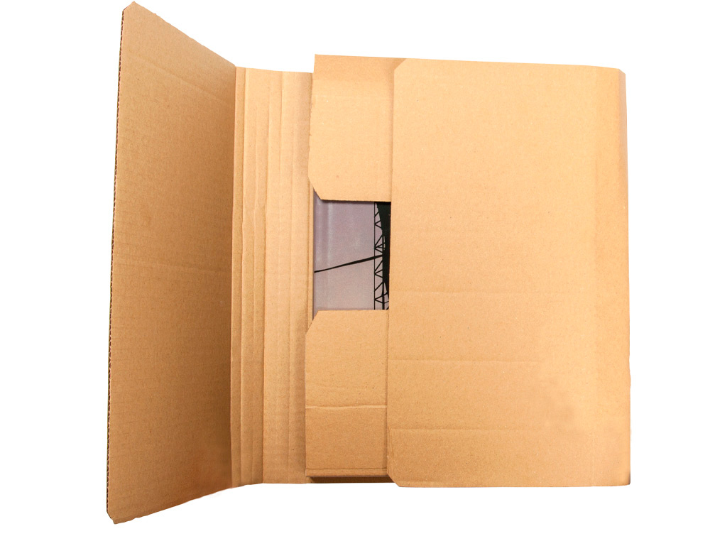 CAJA PARA EMBALAR LIBROS Q-CONNECT CARTON RECICLADO CANAL SIMPLE 3 MM COLOR KRAFT 400X290X75 MM