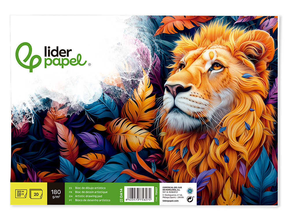 BLOC DIBUJO LIDERPAPEL ARTISTICO ENCOLADO 230X325MM 20 HOJAS 180 G/M2 SIN RECUADRO