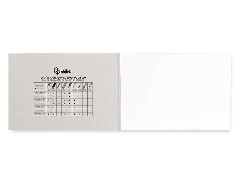 BLOC DIBUJO LIDERPAPEL ARTISTICO ENCOLADO 230X325MM 20 HOJAS 180 G/M2 SIN RECUADRO