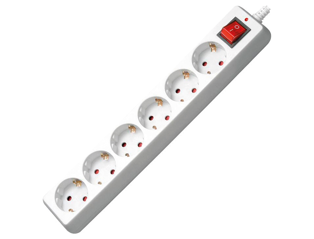 REGLETA 6 TOMAS MEDIARANGE CON INTERRUPTOR LONGITUD CABLE 1,4M COLOR BLANCO