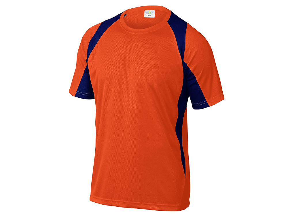 CAMISETA DELTAPLUS POLIESTER MANGA CORTA CUELLO REDONDO TRATAMIENTO SECADO RAPIDO COLOR VERDE-GRIS TALLA 3XL