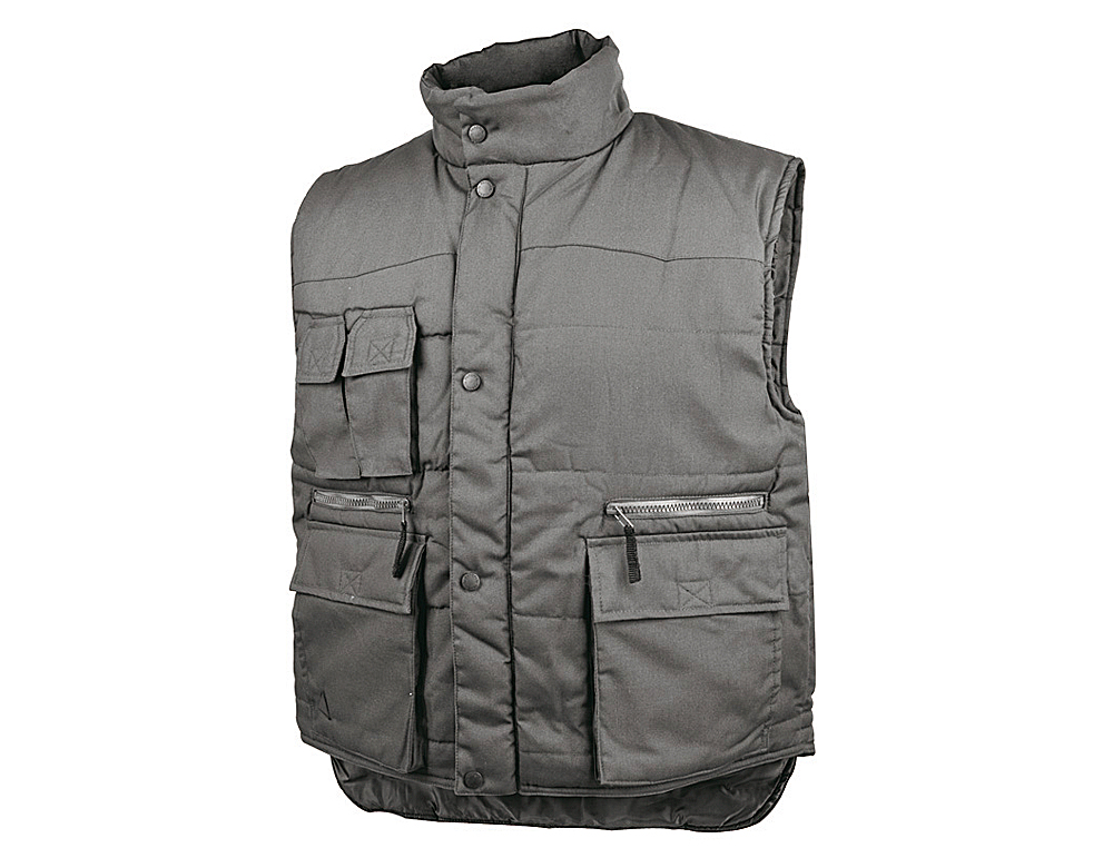 CHALECO DELTAPLUS MULTIBOLSILLOS CON CREMALLERA CINTURA ELASTICA PROTEGE RIÑONES GRIS VERDE TALLA XL