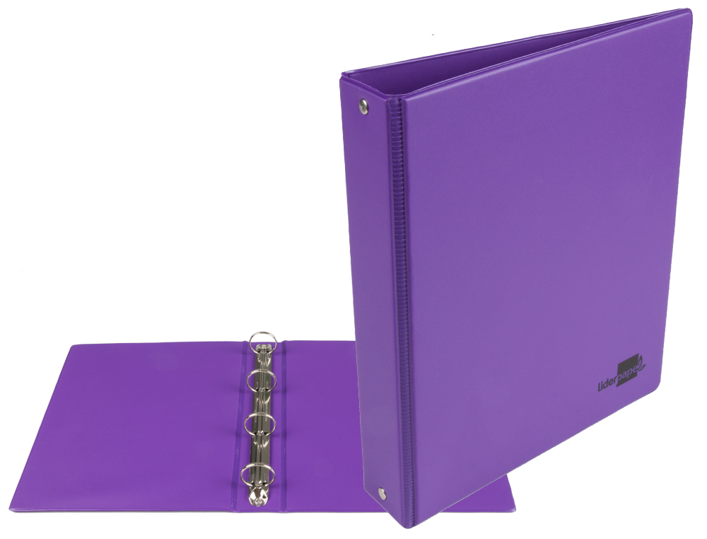 CARPETA DE 4 ANILLAS 25 MM REDONDAS LIDERPAPEL A5 CARTON FORRADO PVC VIOLETA